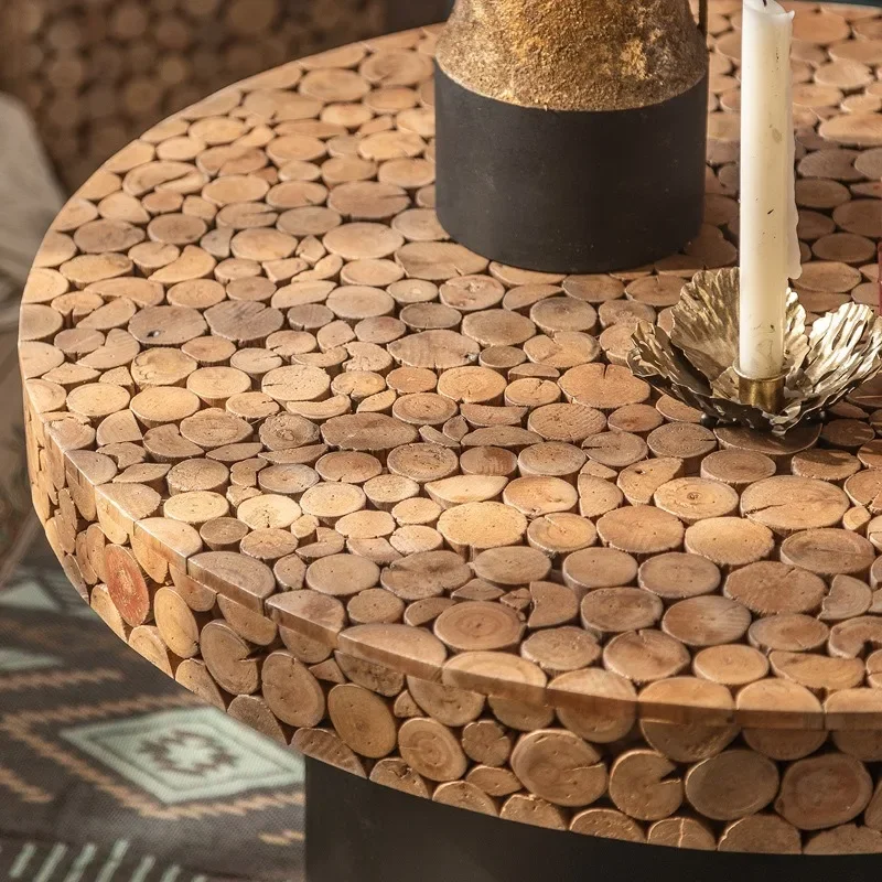 طاولة قهوة مستديرة لغرفة المعيشة الفاخرة الخفيفة، طاولة زاوية الأثاث