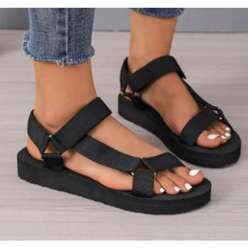 

New Female Shoes on Sale Fashion Summer Outdoor Women's Sandals Solid Open Toe Low-heeled Roman Casual Beach Sandals Beach Mujer
