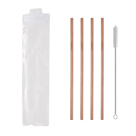 휴대용 스테인리스 스틸 빨대, 4pc