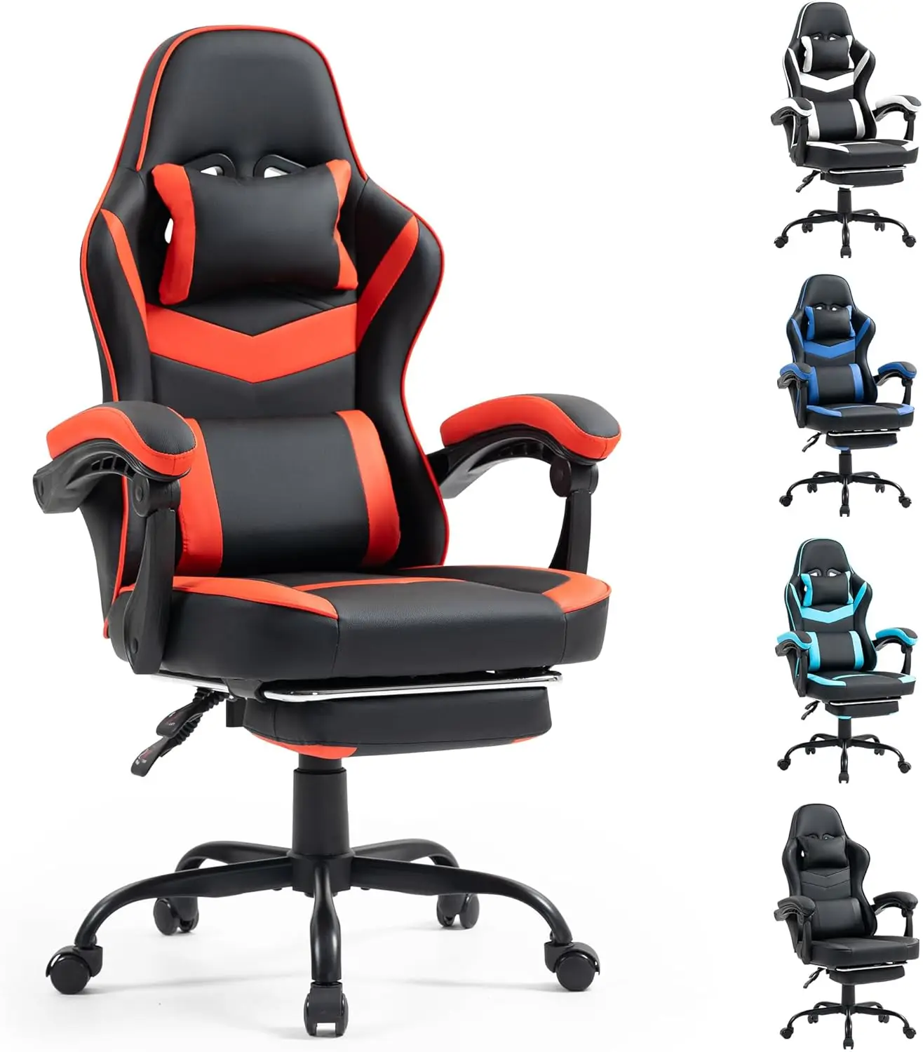 

Chair with Footrest for Adults - Ergonomic Gaming Chairs with Foot Rest - Big and Tall Computer Game Chair