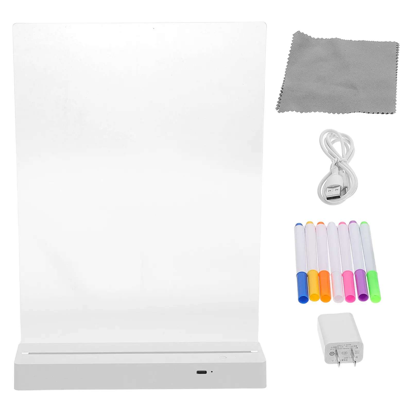 

1Set LED Glowing Drawing Board Transparent Acrylic Lighted Message Panel Wipeable Surface Rechargeable Desktop Sign for Shops
