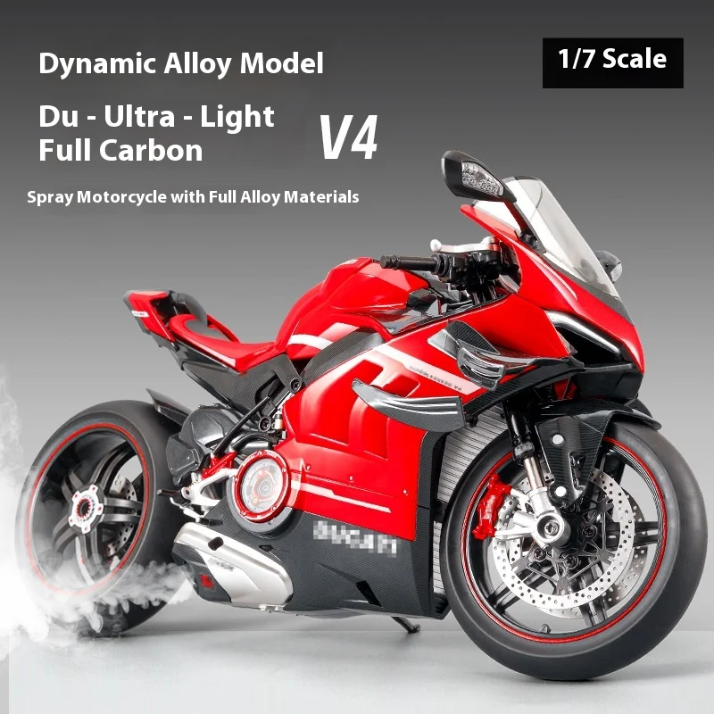 

1: 7 Super Large V4S Spray painted Alloy Motorcycle Simulation Can Start Motorcycle Model Collection Pendulum Boy Birthday Gift