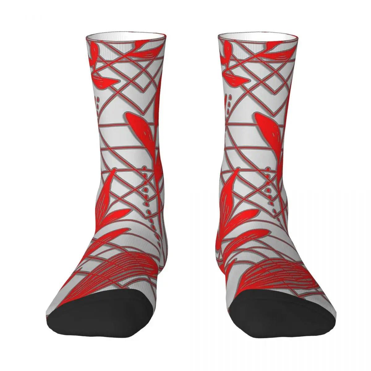 CUTE COOL RED PATTERN SHAPE LEAF SEAMLESS PATTERN Geometric Patterns Unisex Winter Socks Running Happy Socks Street Style Sock