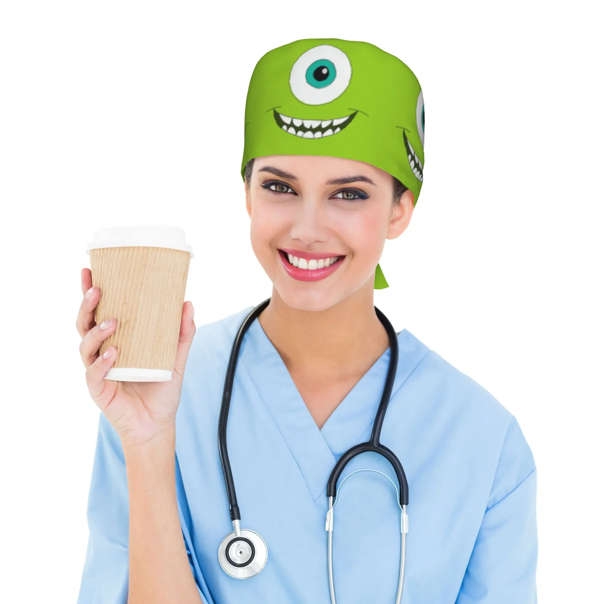 Custom M-Monsters Anime University Cleaning Working Cap Comfortable Unisex  Scrub Cap Surgicals Hat Nurse Scrubs Hat Nurse