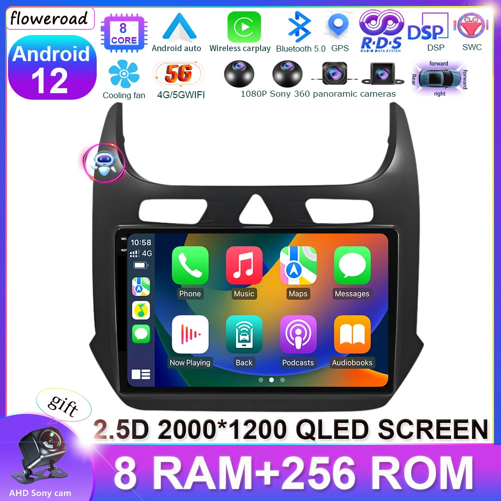 

256G QLED 4G/5G WIFI Android 12 For Chevrolet Cobalt 2 2011 - 2018 Car Radio Multimedia Video Player Navigation stereo GPS DSP