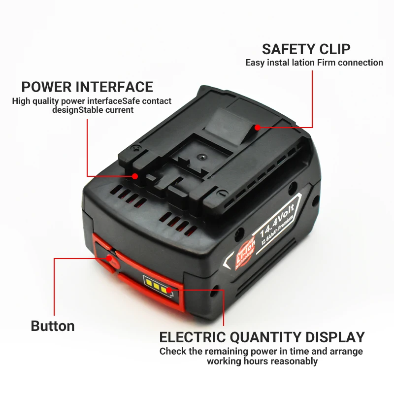 Original BAT614G Akku 14,4 V 12800mAh Lithium-ionen für Bosch 14,4 V Batterie BAT607G BAT614 BAT614G + Ladegerät