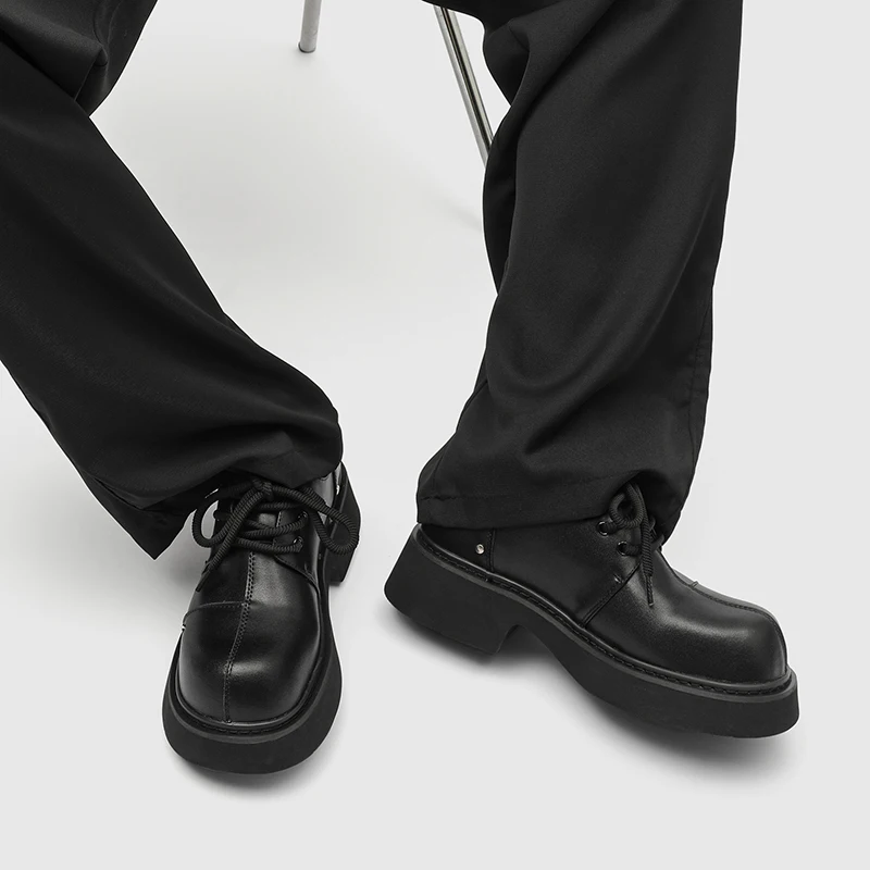 

Fashion Men's Casual Leather Shoes Lace-up Men Youth Trendy Thick Sole Big Toe Heightened Shoe New Men Shoes Men's Commuting