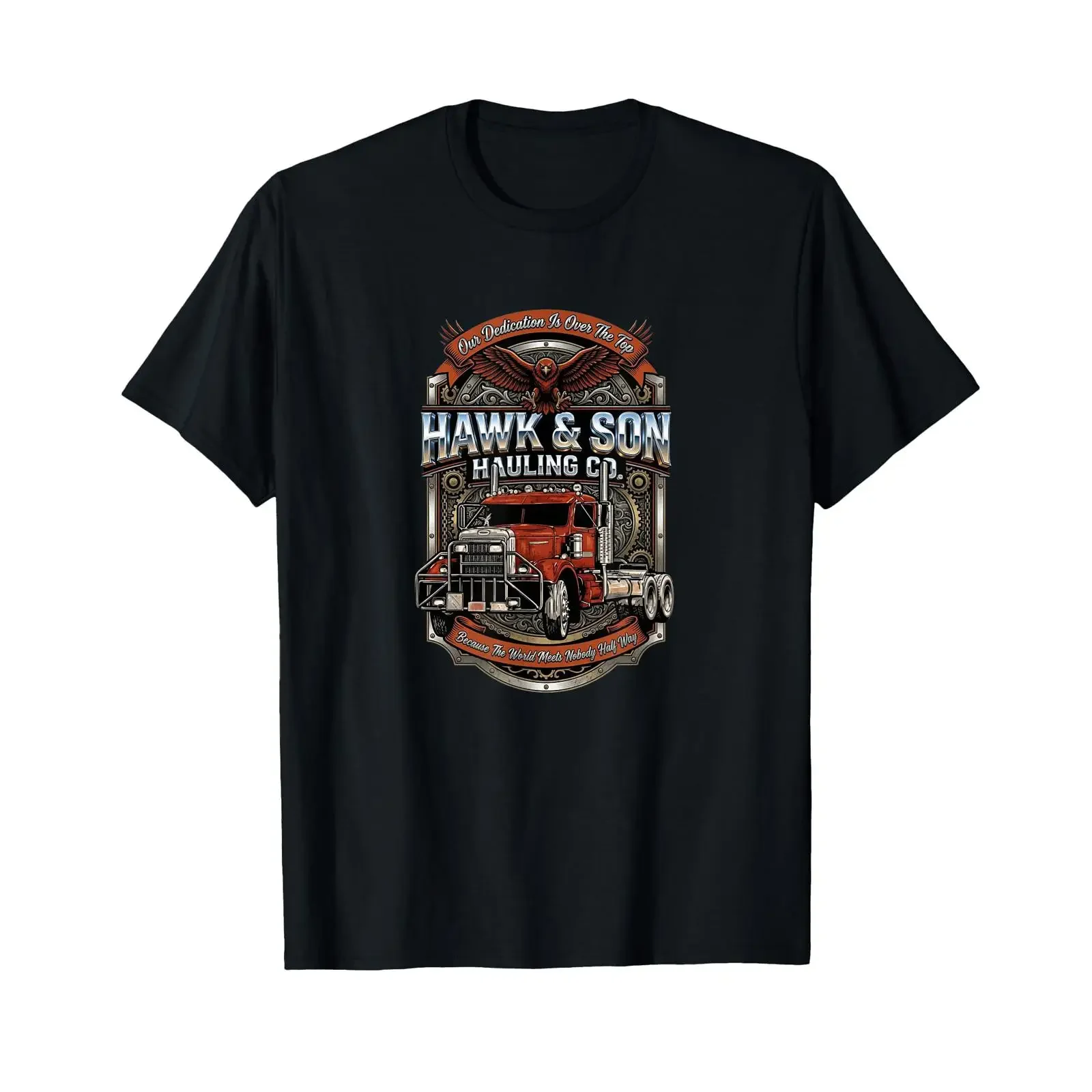 Hawk and Son Hauling Company Big Rig Pride Trucking Lover T Shirt vintage Washed fashion Top For Everyday Wear Casual Versatile