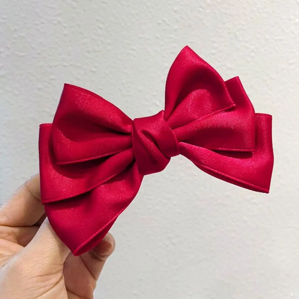 Cute Triple Layer Bowknot Hairpin Soft Cotton Ribbon Barrettes For Girls Sweet Princess Style Hair Accessories