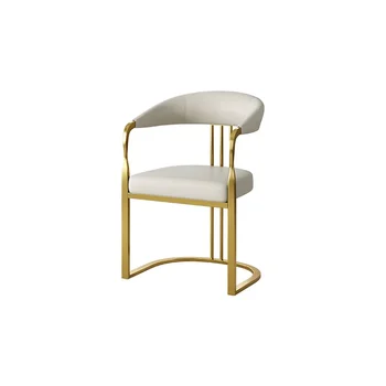 Image New Arm Table Dinner Chair Accent Luxury Leather Modern Luxuryer Chair Dinner Garden Stool Cadeiras Cafe Furniture