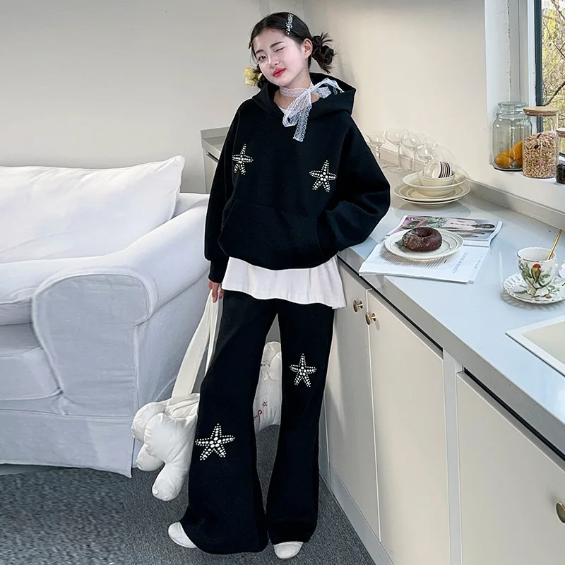 

Kids Clothing Set for Spring Girls Hooded Outfits 2025 New Casual Hoodie + Sweatpants 2PCS Children Suit Teen Clothes Tracksuit