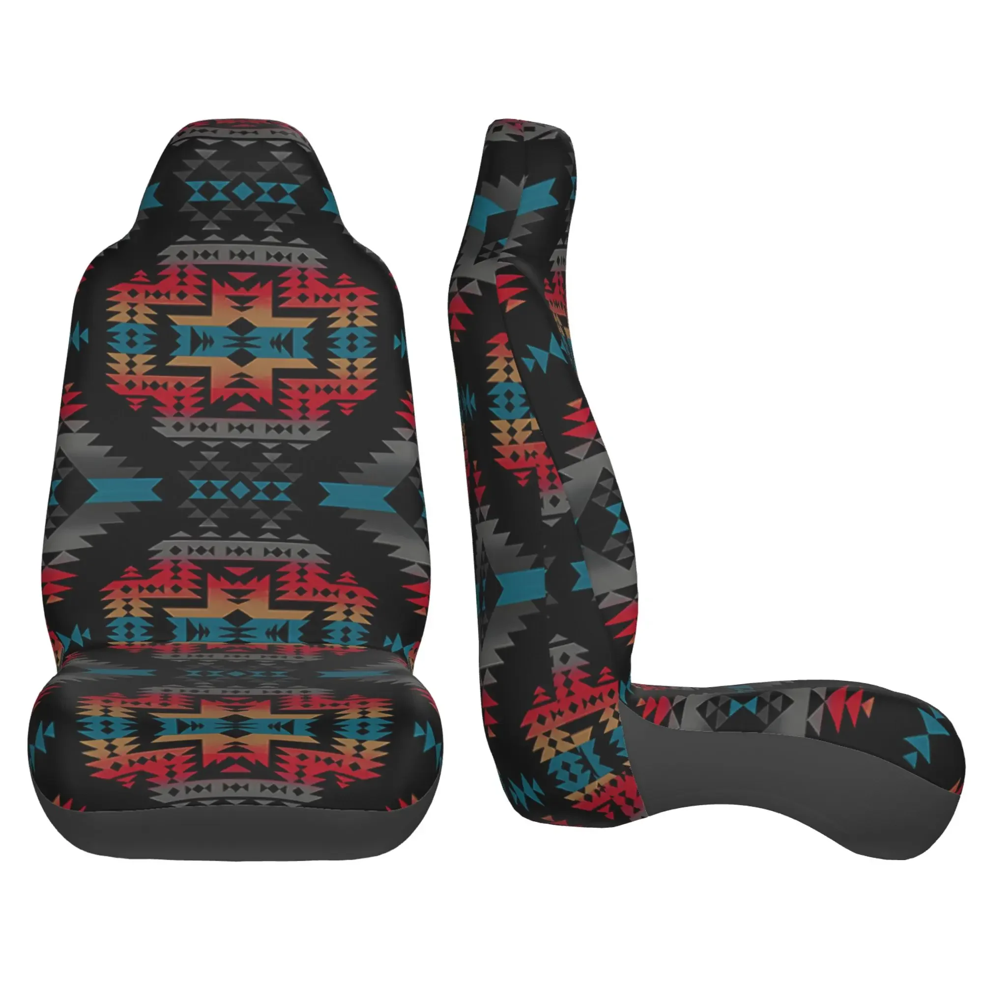 Navajo Print Car Seat Covers for Men Women Southwest Pattern Front Seat Protector Cover Full Set of 2pc Universal Size