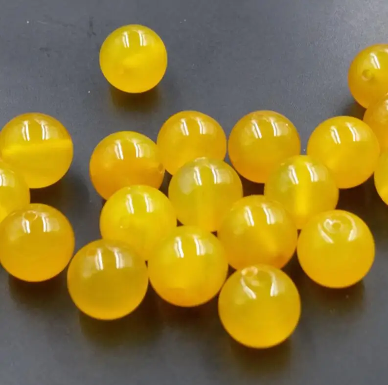 1 pce ice seed yellow agate round bead loose bead yellow chalcedony agate bead