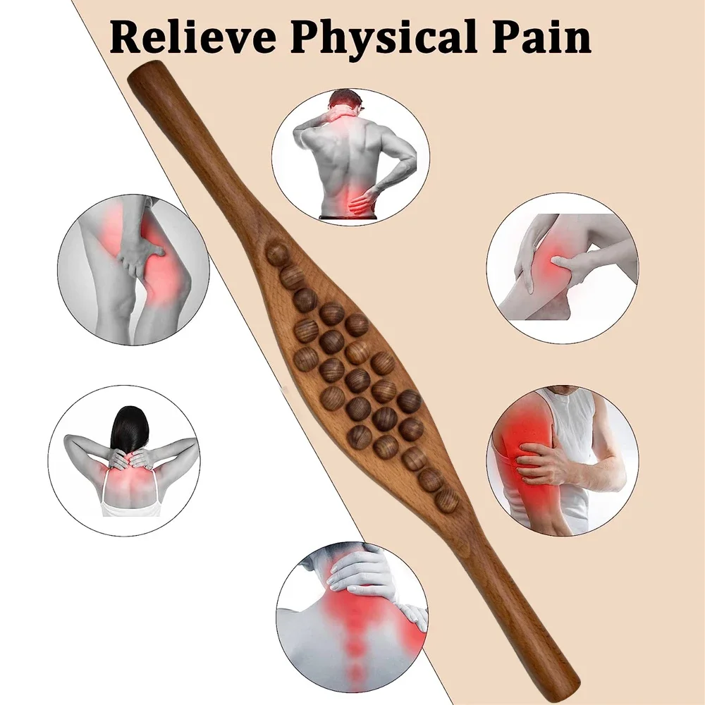 Wood Therapy Lymphatic Drainage Massage Stick, Neck Back Waist Leg Pain Relief Myofascial Release, Body Sculpting Massage Tool