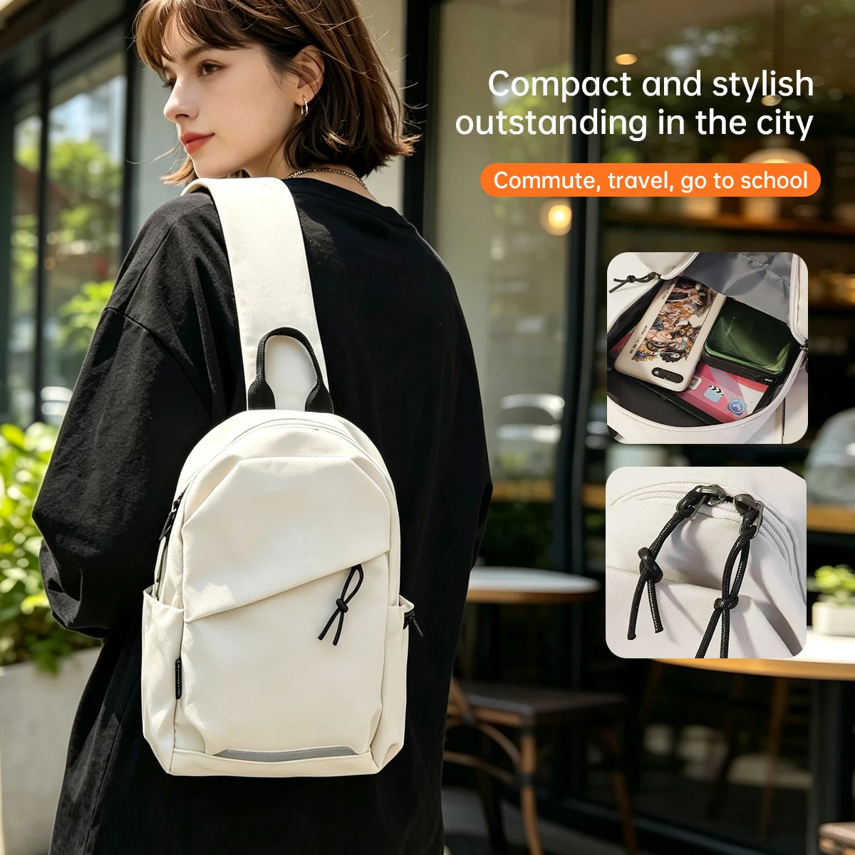 Neue Outdoor-Umhängetasche mit großem Fassungsvermögen, stilvolle und schlichte Damen-Brusttasche, trendige und vielseitige Schultertasche für Studenten, unisex und grenzübergreifend. – Detail 8