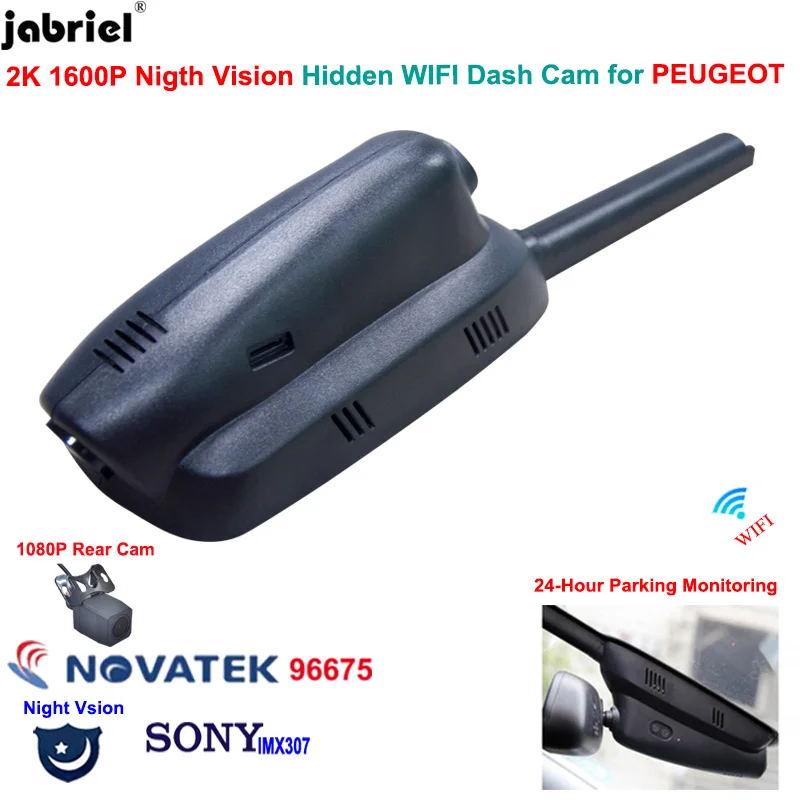 

2K 1600P WIFI Car DVR Dash Cam for PEUGEOT 3008 308 208 2008 508 206 307 24-Hour Parking Monitoring Video Recorder Dashcam EDR