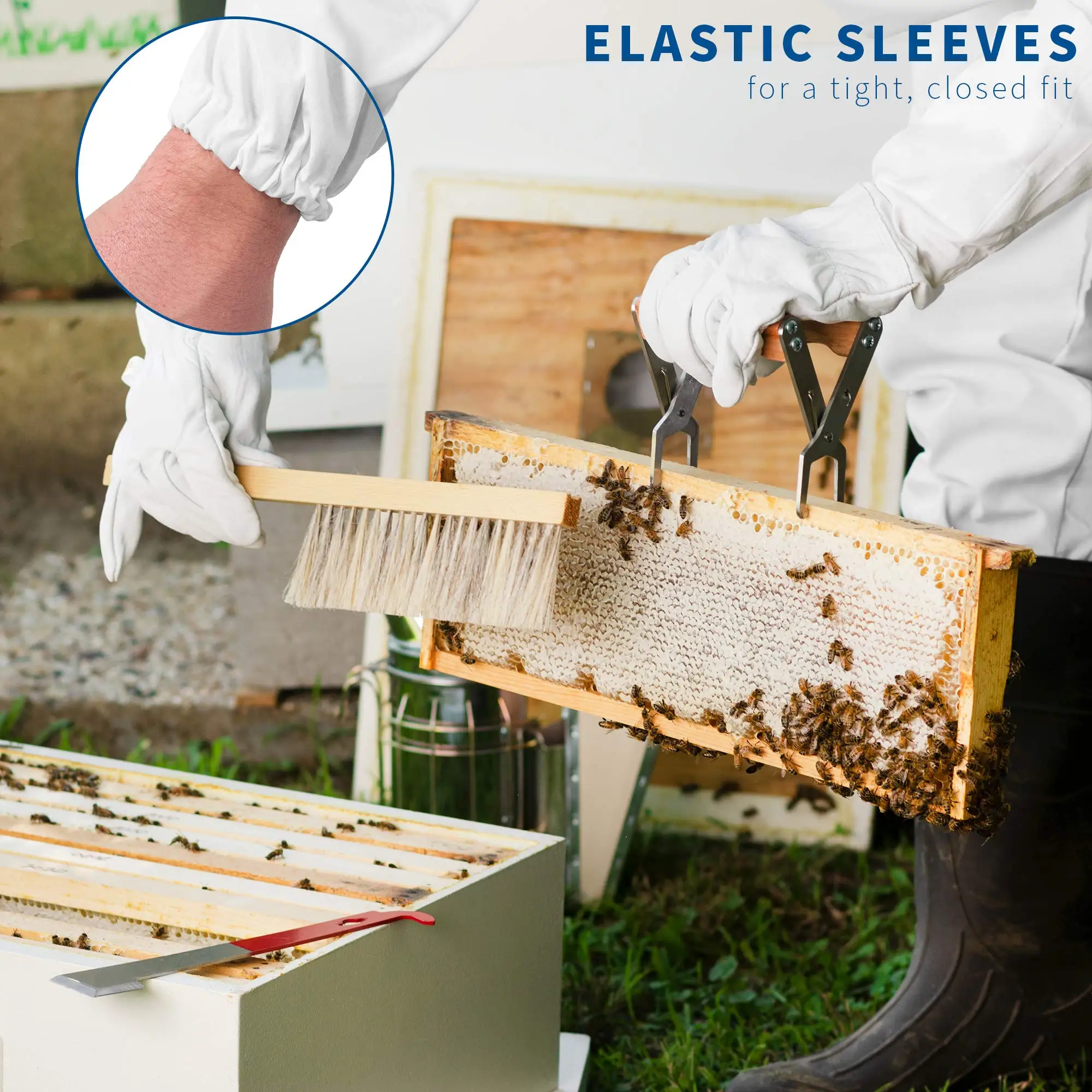 Protective Beekeeping Jacket Veil Smock Equipment Beekeeping Hat Sleeve Beekeeper Suit Apiculture Bee Dress