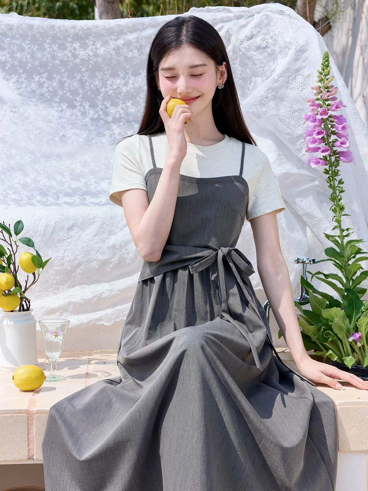 

Ele ey Summer Dr Женское французское платье Report Dr Повседневная круглая юбка трапециевидной формы Ne ort Sve Платье из двух частей