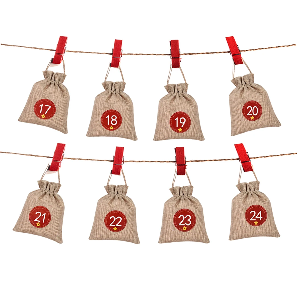 24Pcs/sheet Merry Christmas Advent Calendar Number Sticker DIY Cookie Candy Gift Seal Label Sticker Christmas Decor 2025New Year