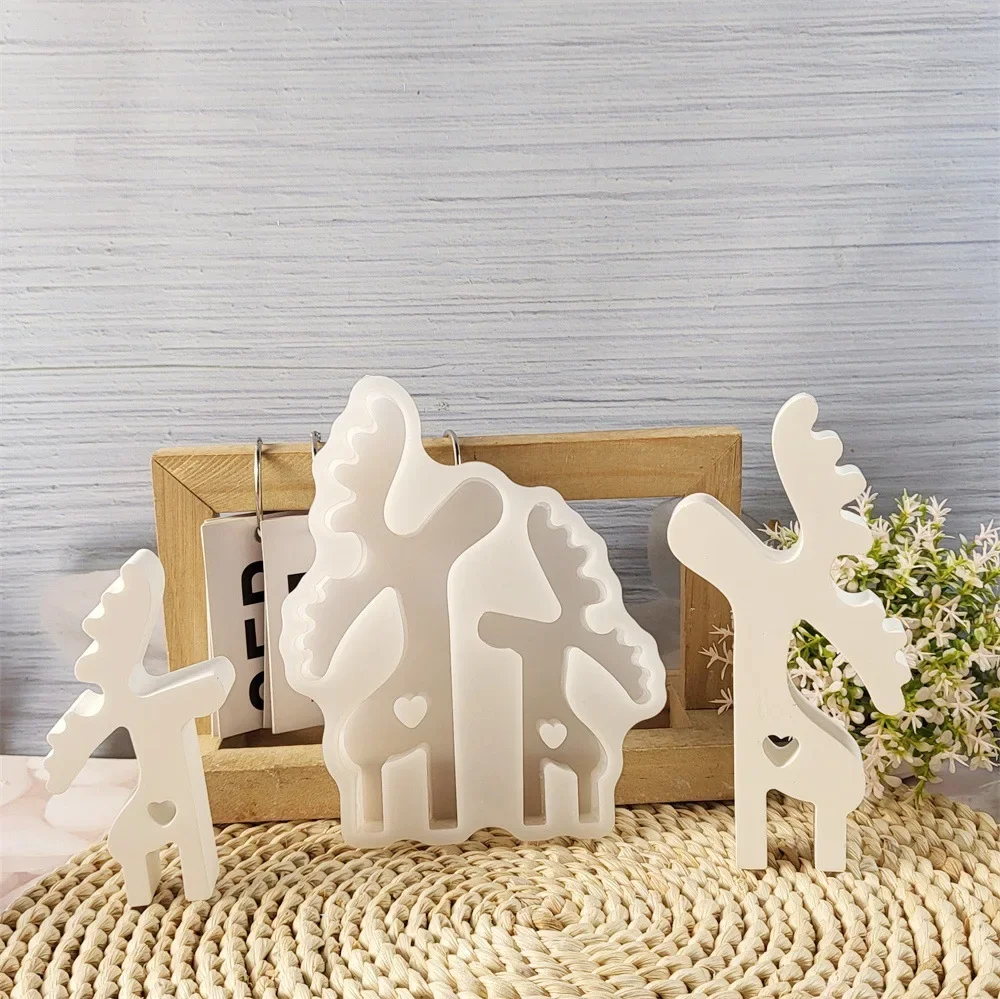 Weihnachten Elch Ornament Silikon Form DIY Weihnachten Hirsch Duft Gips Kerze Form Harz Handwerk Machen Werkzeuge für Wohnkultur