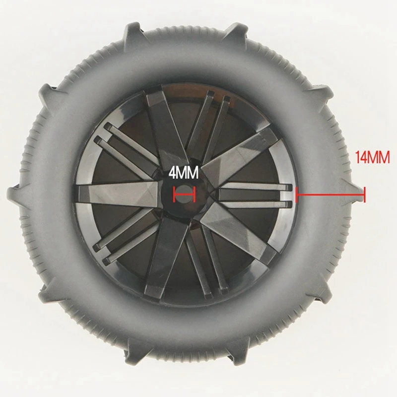 4Pcs 80Mm Snow Sand Tire Wheel for SCY 16101 16102 Pro 144001 144010 12428 124019 HBX 16889 SG1601 H16 16207 [wvrae toy]