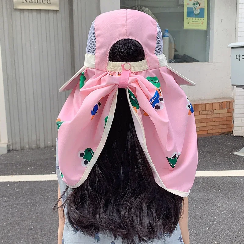 Boys Girls Sun Hat with Neck Flap Summer Outdoor Beach Caps Kids Cute Safari Hat Panama Hat 3-10 Years Old Daily Sun Protection