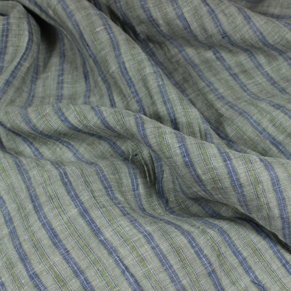 Gray Striped High-End Pure Linen Clothing Fabric Pants Shirt Dress Sewing Fabric by the Meter