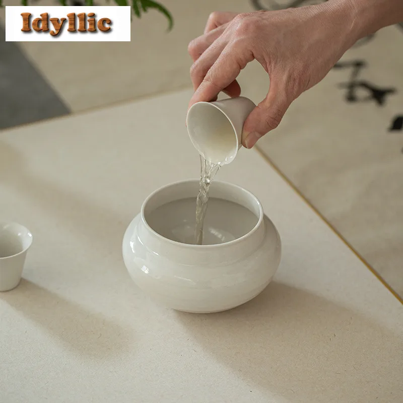 Plant Ash Jianshui Tea Cup Wash Writing-brush Washer Tea Residue Bucket Household Chaxi Chinese Teaset Equipment Ornaments Craft