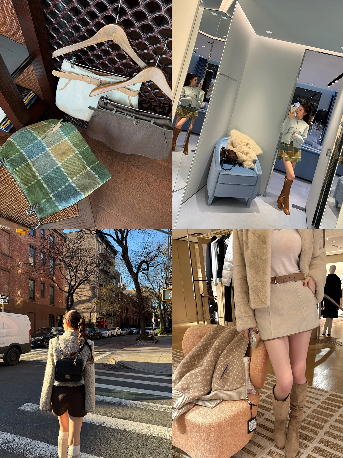 

Юбка A-силуэта Good Morning Fan Fan из шерстяной смеси в клетку с поясом, из полиэфирного волокна, в корейском стиле, для повседневной носки