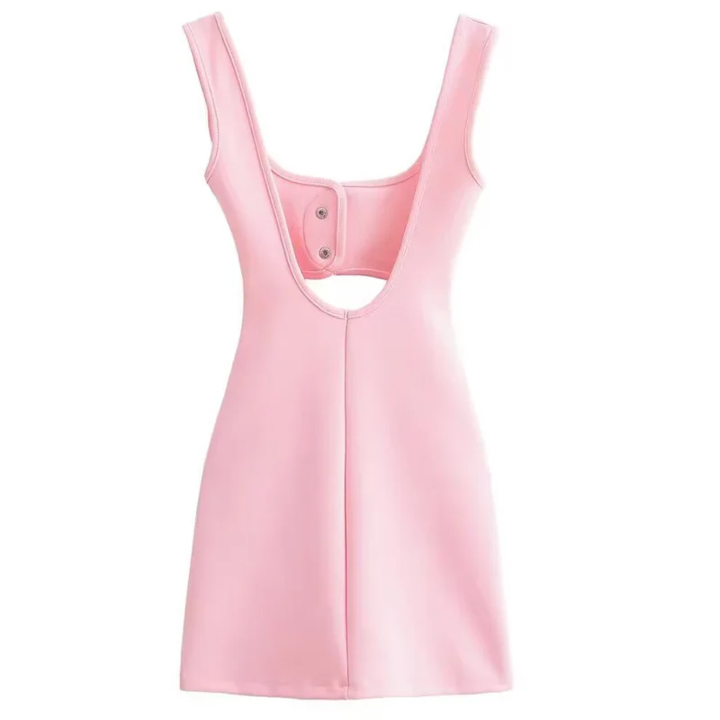 HXAO-Vestidos cortos recortados para mujer, vestidos de fiesta lisos sin mangas de verano 2021, vestido veraniego con espalda descubierta, vestido de noche antideslizante para mujer