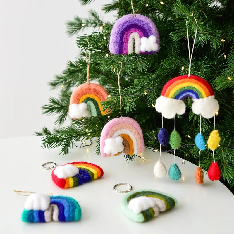 

Wool Felt Rainbow Pendant DIY Xmas Tree Hanging Ornaments Christmas Decoration For Home Kids Gifts Navidad New Year Party Decor