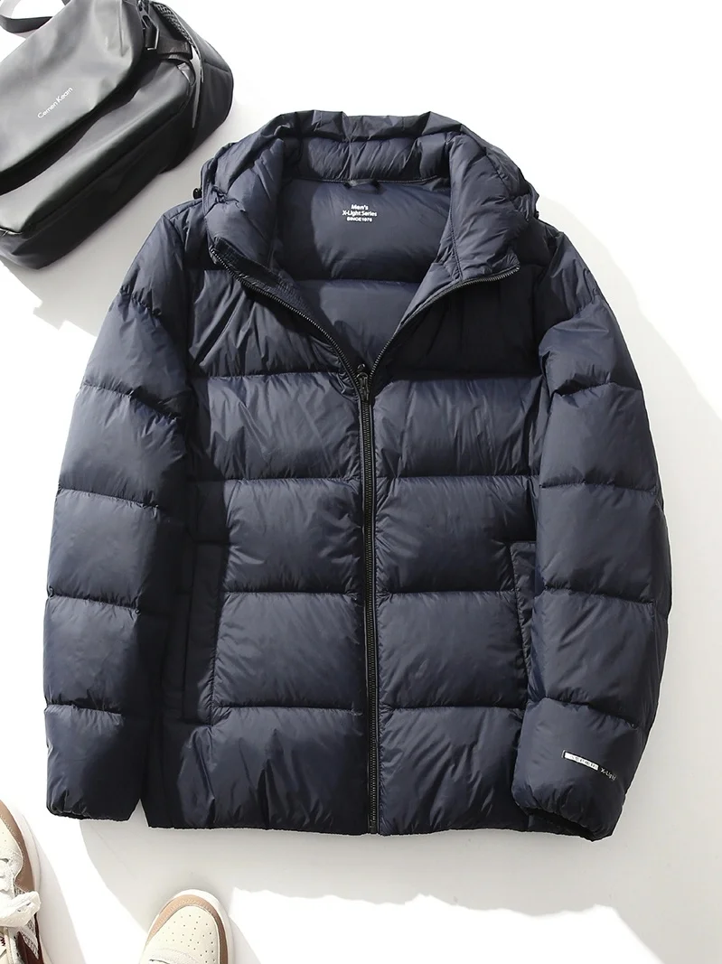 

Men's ort Hooded down Jaet 2023 Autumn Winter Faion Casual Versatile Warm Cold Resistant Coat Youth Polyester Fiber