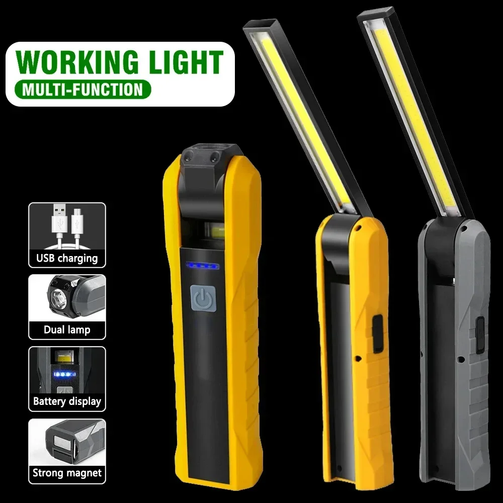 Multifunction Portable COB Working Light Magnetic Flashlight Led Work Lamp with Magnet Rotatable Rotatable Hook Torch Light