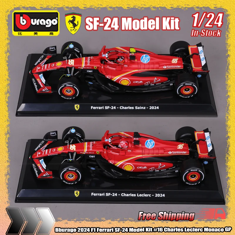 kit-modello-bburago-2024-f1-ferrari-sf-24-16-charles-leclerc-monaco-gp-simulazione-lega-micro-diecast-modello-di-auto-giocattoli-ornamenti