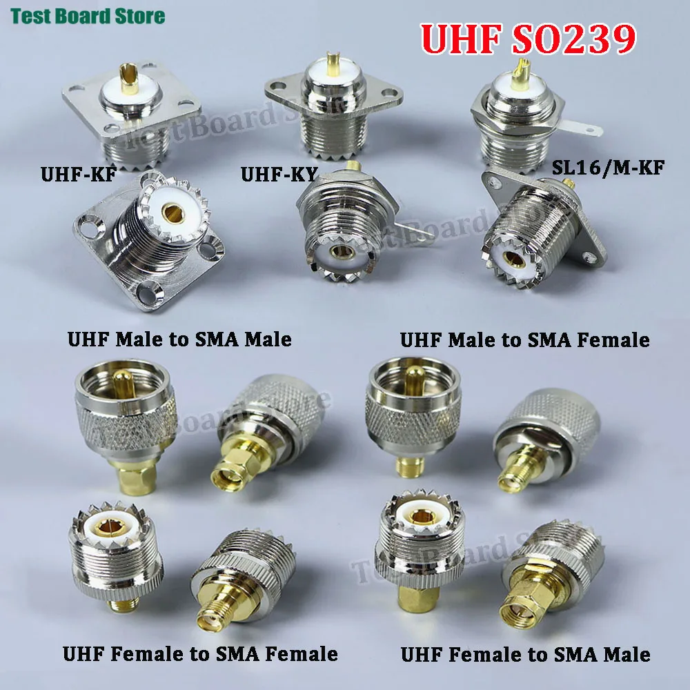 

1PieceUHF SO239 Bulkhead Female Panel Mount Flange Solder Cup 4 Hole Chassis SMA Female to UHF PL259 RF Coax Antenna Connector