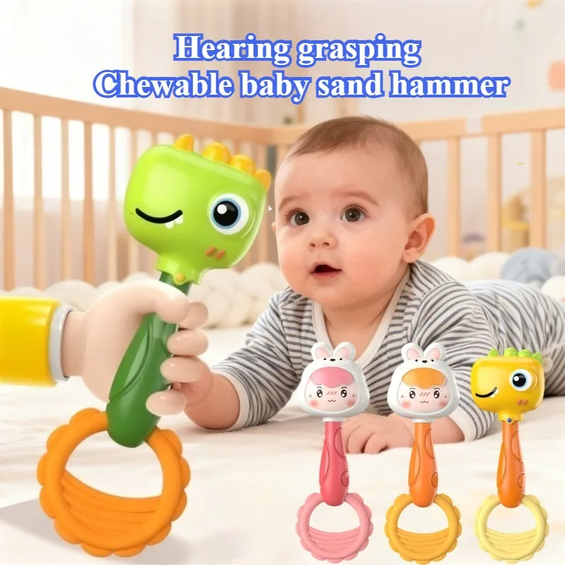 

Handheld Baby Toy Cartoon Dinosaur Baby Bell Used for Auditory and Sensory Stimulation Tambourine Dinosaur Toy Baby Sand Hammer