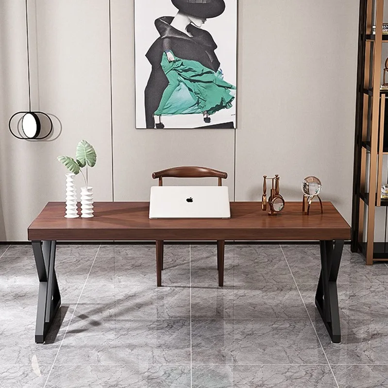 

Solid wood home simple student learning writing desk bedroom wrought iron desktop desk