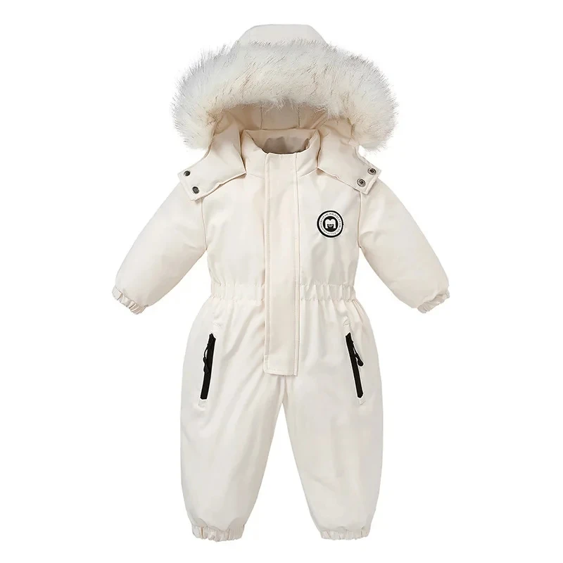 AYNIGIELL Winter for Children 2-5 Years Thick Warm Infant Overalls Baby Girls Boys Cotton Hooded Jumpsuit Outdoor Ski Snowsuit