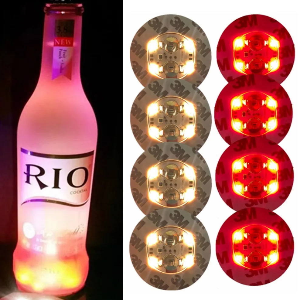 40 PCS LED Coaster Light Up Coasters Stickers Liquor Bottle Drink Luminous Cup Mat Club Bar Party Car Wedding Vase Decor