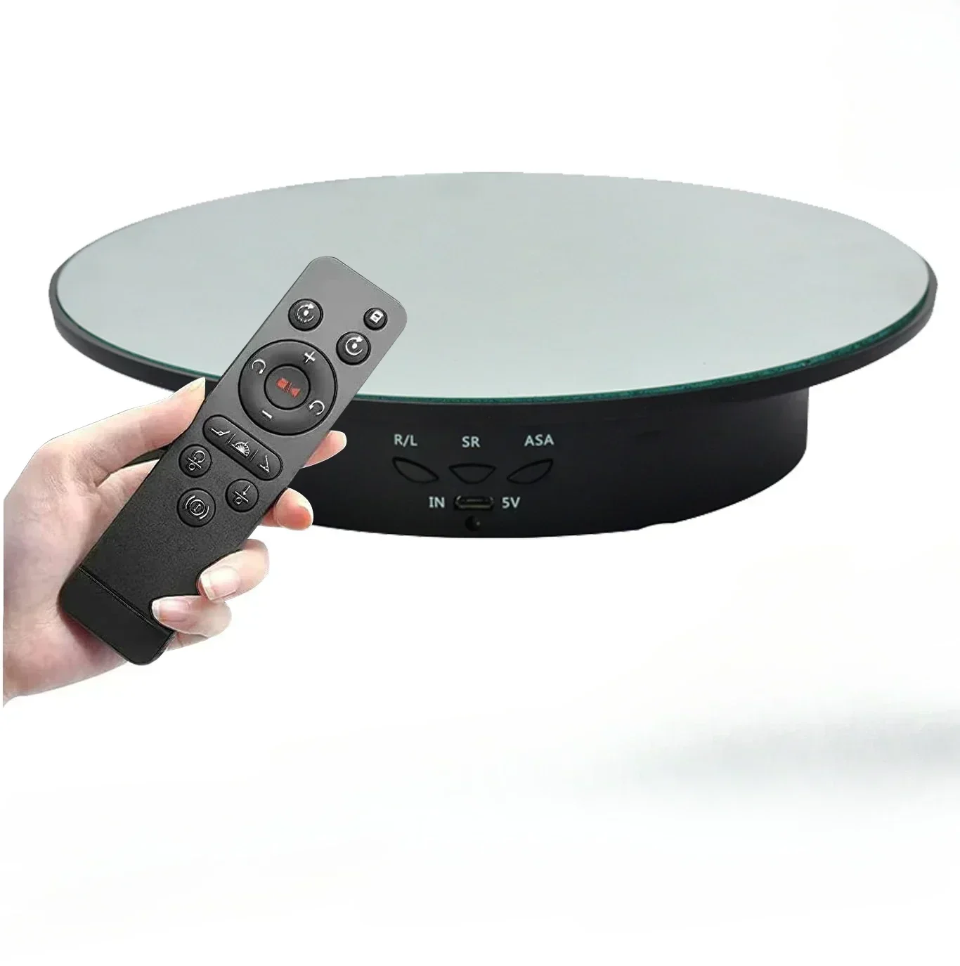 3 snelheden elektrische roterende displaystandaard spiegel 360 graden draaitafel sieradenhouder batterij / USB-voeding voor fotografie-opnamen