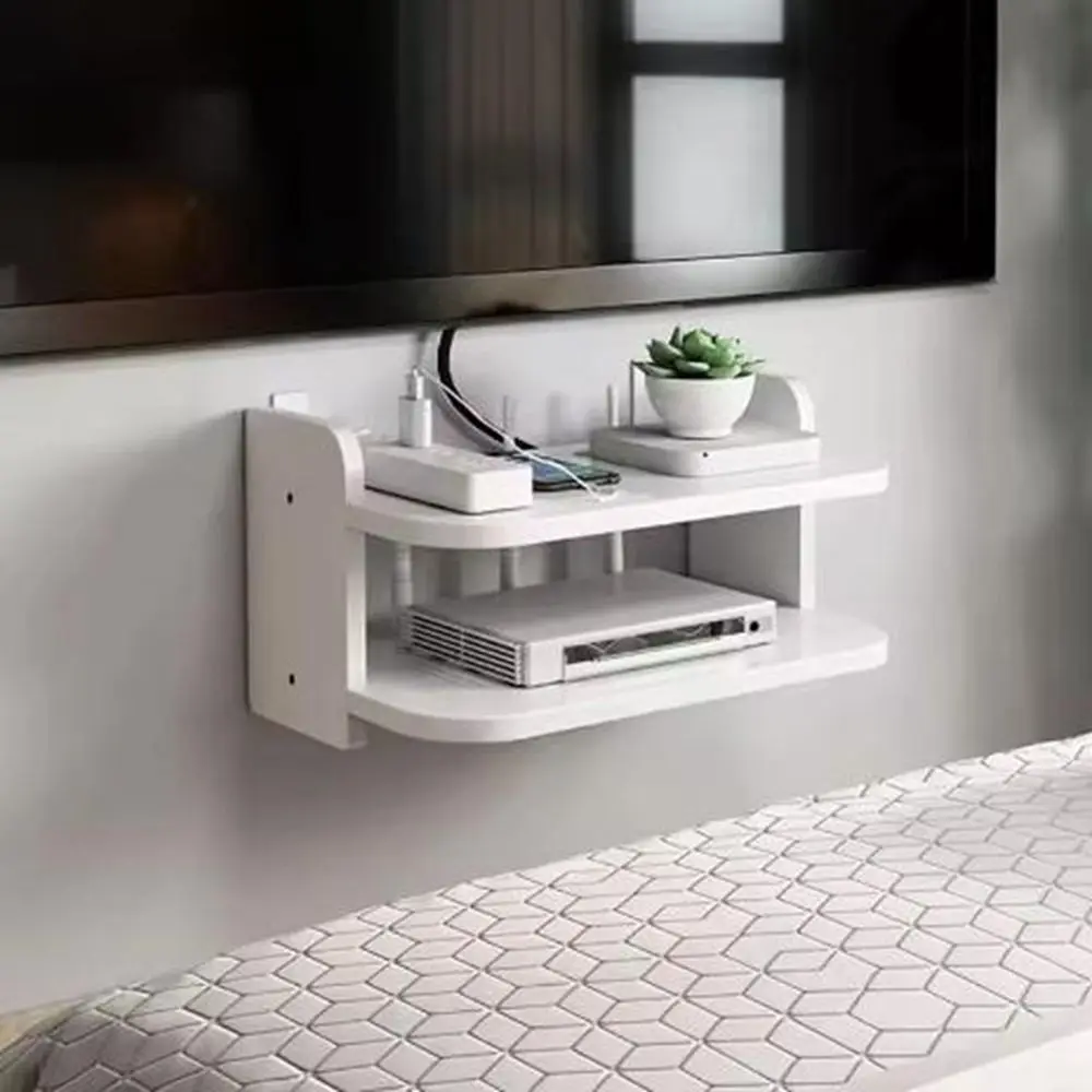 

Plastic Wall Mounted Router Shelf Strong Load-Bearing Space Saving WiFi Router Storage Holder 2/3 Layers Wall Storage Rack