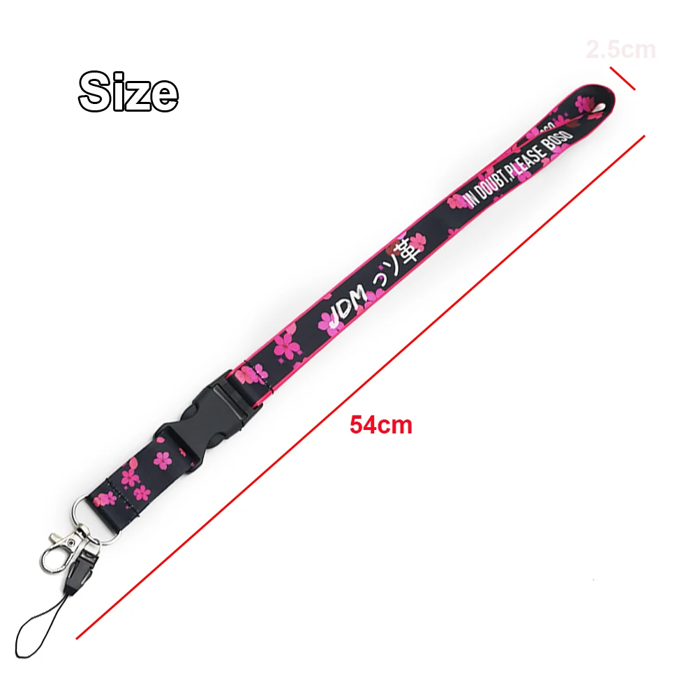 JDM Style Lanyard Keychain Work Card ID Cell Phone Key Hanging Neck Lanyard Keyring Motorcycl Auto Accessories For Lucky Cat