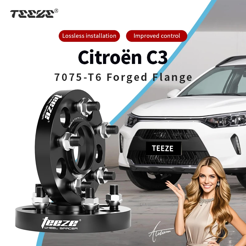 

Teeze 2/4pcs 4x108 CB 65.1 M12x1.25 Hub Centric Black Forged wheel spacer For Citroën C3 Flange Plate 15/20/25/30mm