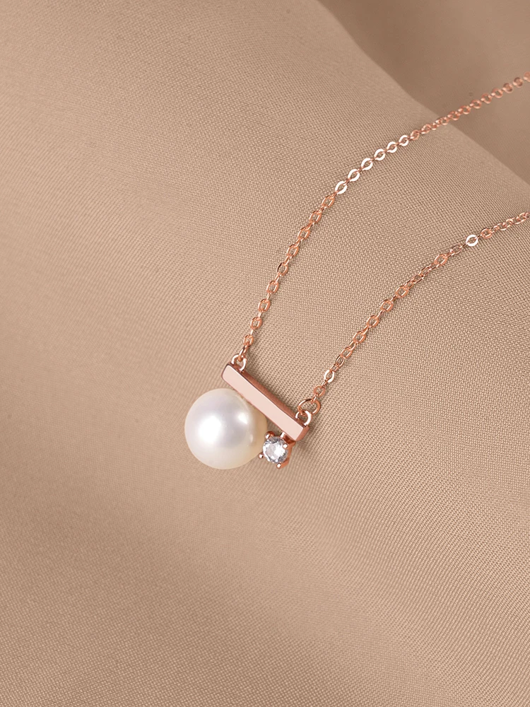 6-9mm round flawless vintage nature freshwater Pearl pendant necklace for Women Girl's 925sliver choker jewelry