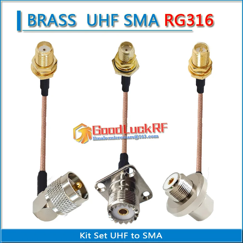 

PL259 SO239 M UHF Male Male Female Flange Right Angle 90 Degree to SMA RP-SMA RPSMA Female Washer Nut Pigtail Jumper RG316 Cable
