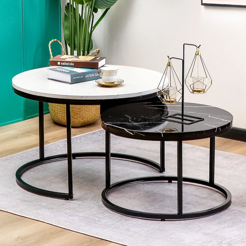 Coffee table small apartment living room combination sofa side small round table balcony tea table