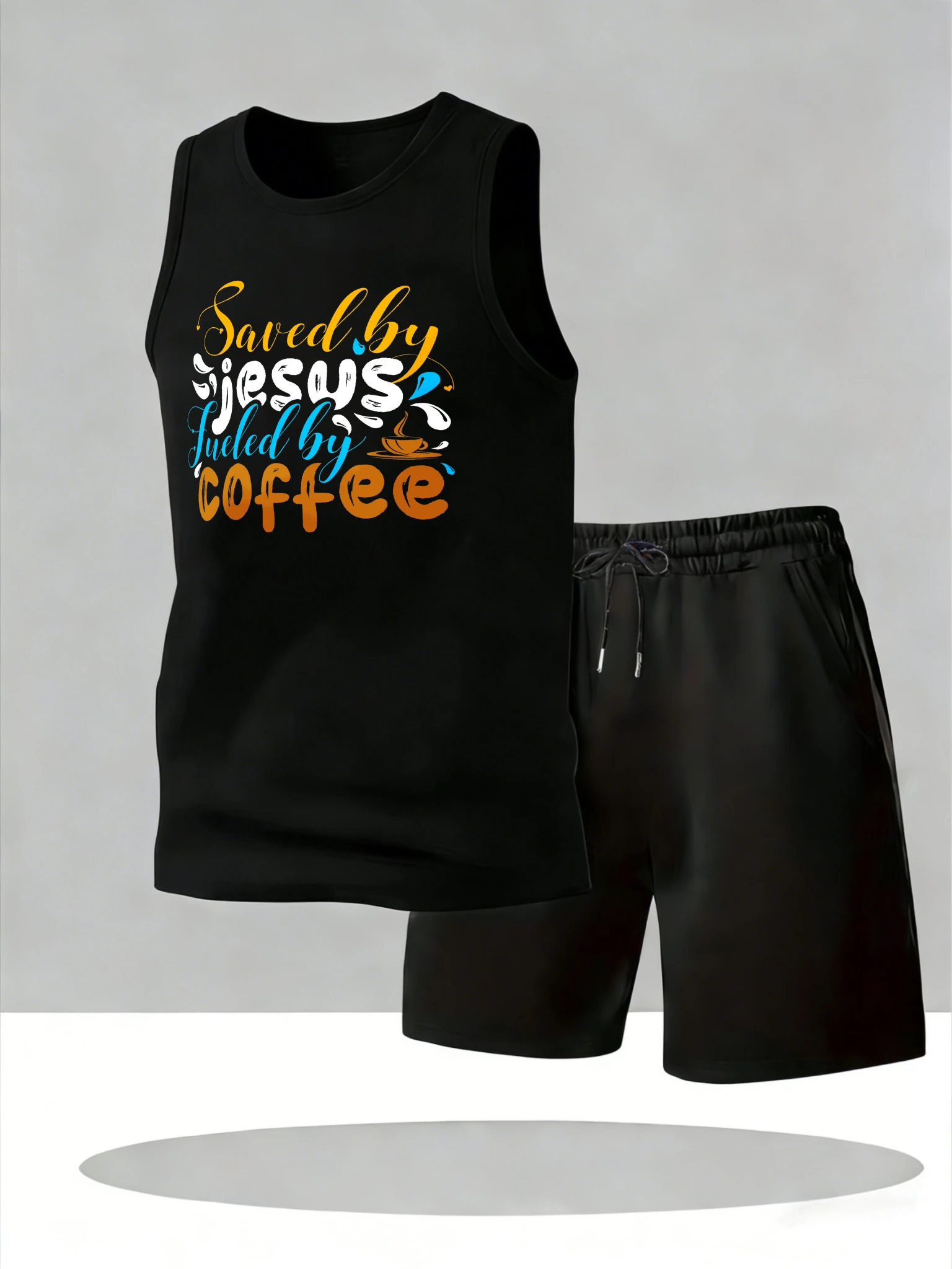 

Men's Tank Top Sets 2026 Summer Quick drying oversize Breathable Old money man seaside sports suits crewneck running sports