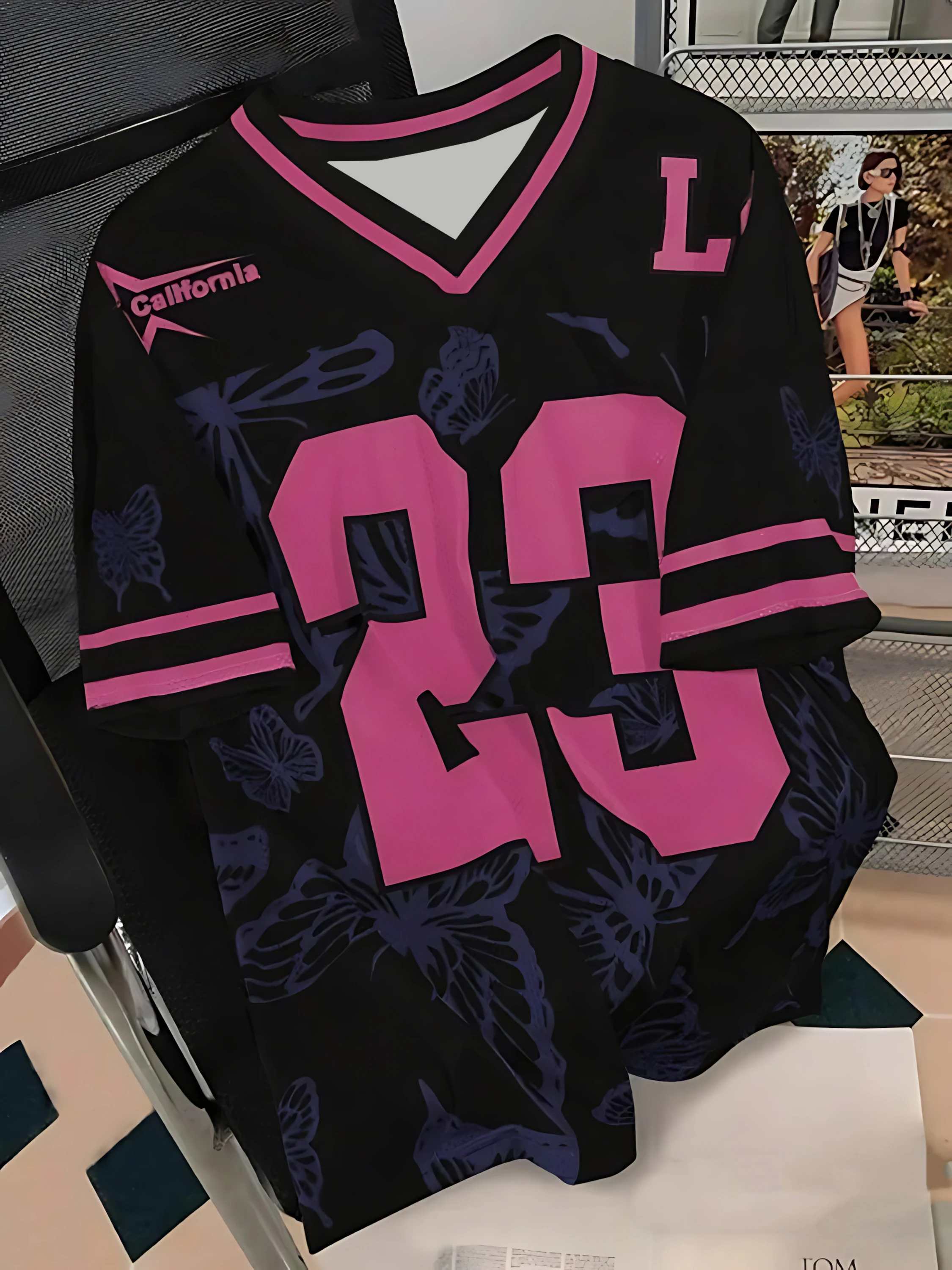 26 Sommermode, T-Shirt mit kurzen Ärmeln und schwarzem Schmetterlingsmuster, mit D-Print, lässig, sportlich, atmungsaktiv, Streetwear, Familienkleidung – Detail 10