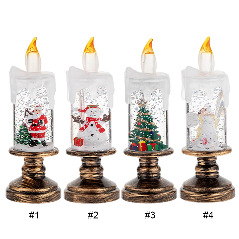 Christmas Flameless Candles Flickering Flameless Candles Battery Operated Christmas Snow Globe Light for Christmas Decorations