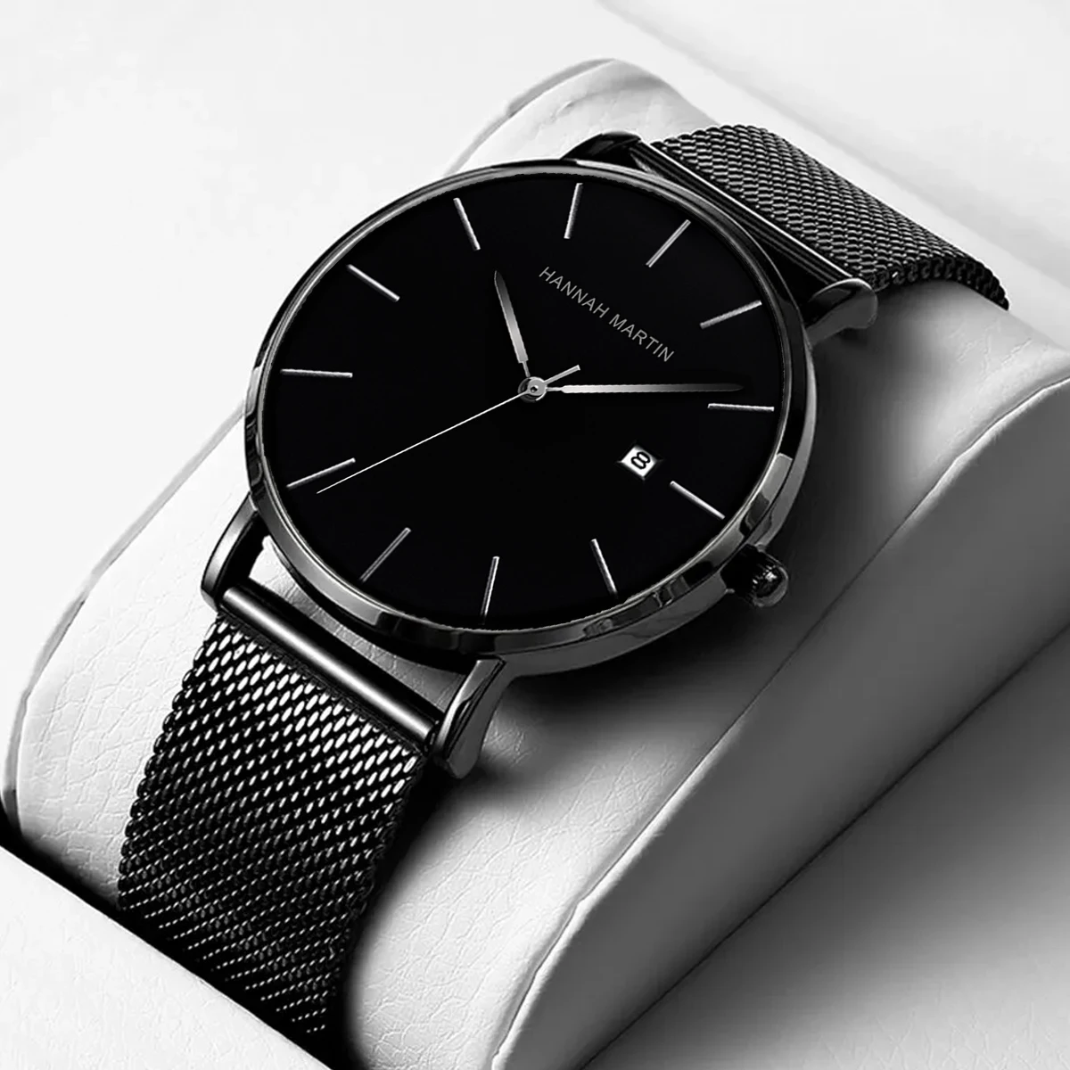 HANNAH MARTIN Classic Top Brand High Quality Quartz Watch Men Blue Japan movement Steel Business Calendar Ultra Thin Watch Clock